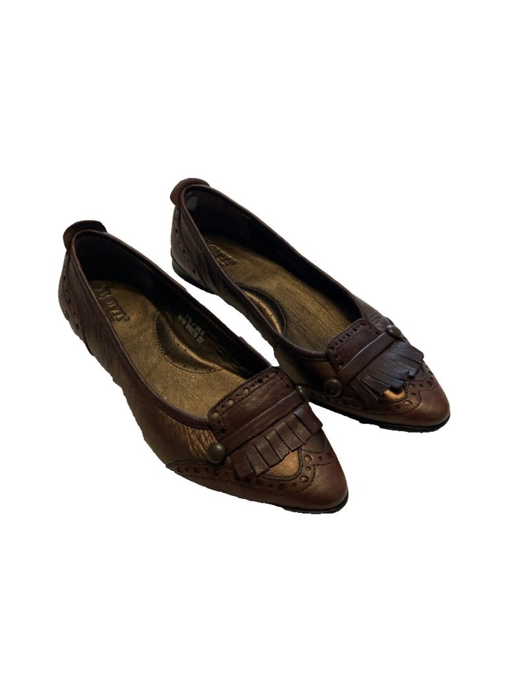 Born W6278 Brown Bronze Pointy Toe Tassels Leather Flats Sz 7.5